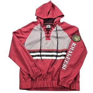 Game Of Thrones Khaleesi Jacket Mens Medium Red Gray Lace Up Hoodie BoxLunch
